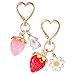2 S&uuml;&szlig;e Erdbeer Schl&uuml;sselanh&auml;nger, Kawaii-Beeren-Geldb&ouml;rsen-Anh&auml;nger F&uuml;r Handtaschen,Schl&uuml;sselanh&auml;nger Erdbeere Herz Kaninchen G&auml;nsebl&uuml;mchen Blumen Schl&uuml;sselringe Zubeh&ouml;r F&uuml;r Frauen Und M&auml;dchen
