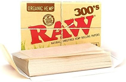RAW 300 Organic 1.25 1 1/4 Size Rolling Papers 5 Pack = 1500 Leaves, Tan, 300 Count (Pack of 5)