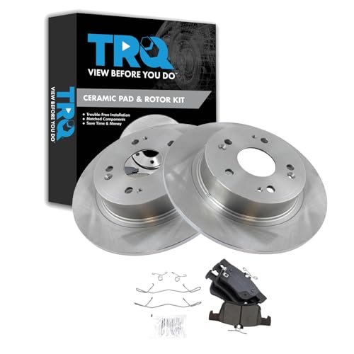 Image of TRQ Rear Brake Pad and Rotor Set Ceramic Compatible with 2018-2020 Honda Accord