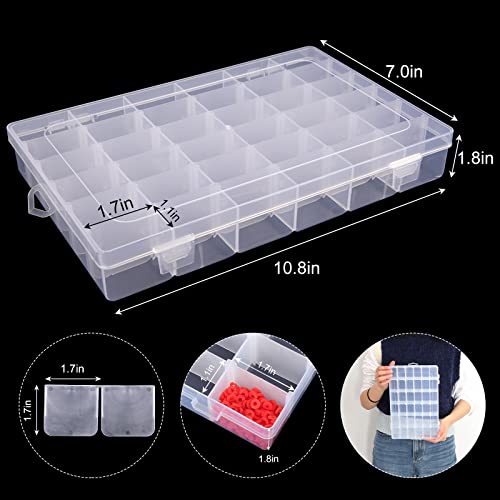 Outuxed 2Pack 36 Grids Clear Plastic Organizer Box Container Craft Storage With Adjustable Dividers For Beads Organizer Art Diy Crafts Jewelry Fishing Tackles With 5 Sheets Label Stickers #TOP1