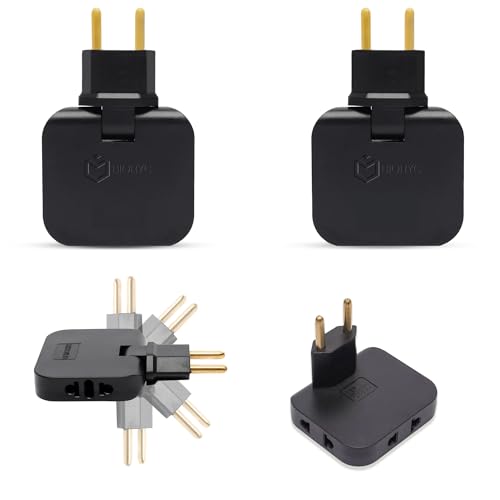 BIORYC ® Pack 2 Ladron Enchufes Plano. Pared Extraplano de 3 Tomas Giratorio 180º. Ladrón Enchufe