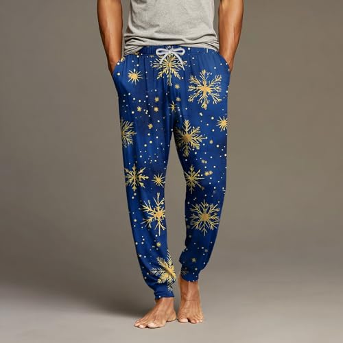 ADHOWBEW Mens Christmas Pajamas Pants Drawstring Big and Tall Holiday Relaxed Fit Sleepwear Reindeer Bottoms with Pockets2