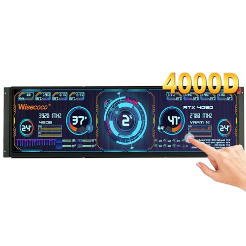 Image of wisecoco LCD Touch Monitor 2K 2560x720 Bar IPS Display DIY Kits HDMI USB C Secondary Monitor for Corsair iCUE 4000X 4000D PC Case Aida64 CPU GPU RAM Temperature Speed Display