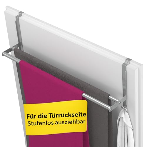 MDCASA Premium Handtuchstange Rückseite I Handtuchhalter ohne Bohren & verstellbar inkl. Kratzschutz I Handtuchhalter Tür für alle gängigen Türen