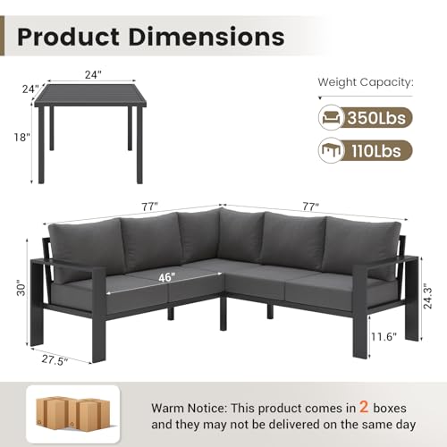 6-Piece L Shaped Outdoor Sectional Sofa, 6" Thick Cushion