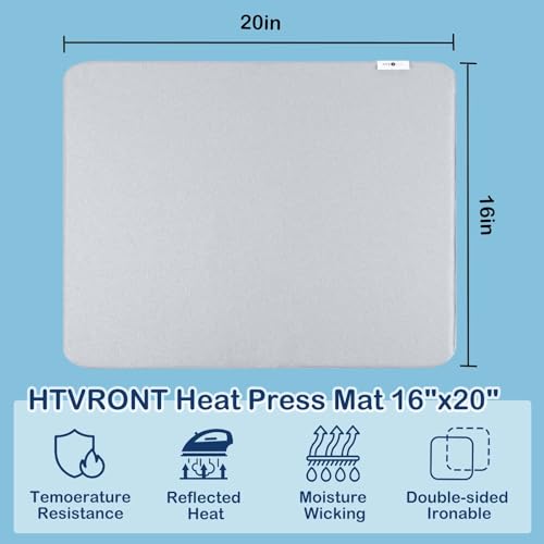 Image of HTVRONT Heat Press Mat - Heat Press Pad 16 inchx20 inch for Craft Vinyl Ironing Insulation Transfer, Double Sides Applicable Heat Mat for Heat Press Machines
