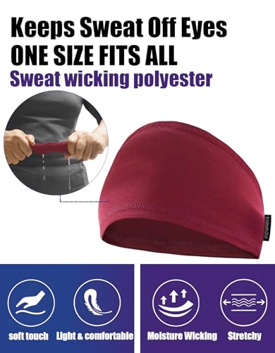 Faixa de cabeça de caveira para homens e mulheres, bordô, refrescante, faixa esportiva com absorção