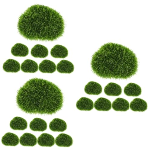 RORPOIR 3sets Artificial Moss Rocks Large Fake Plant Decor Green Landscape Stone Set 8pcs*3