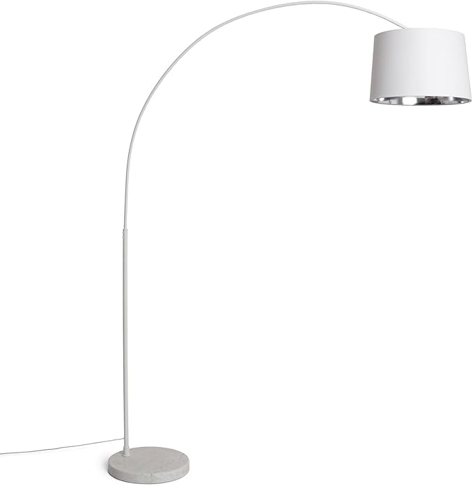 LEDKIA LIGHTING LEDKIA LIGHTING - Metal Reflect Floor Lamp | Unique and Elegant Design | Suitable for E27 LED lamps | For Various Spaces | 205x152x40 cm, White, Marble, Textile, Metal