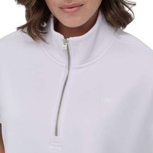 Image of DKNY Women's Short Sleeve Half-Zip Sweatshirt Dress