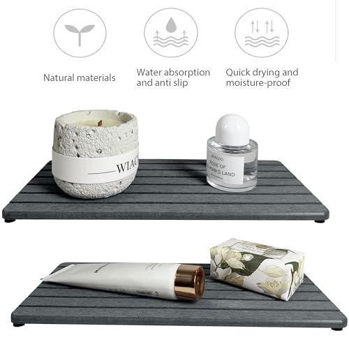 Image of NiuYichee 2 PCS Water Absorbent diatomite Coasters, 12 inch x 5.5 inch Water Absorbing Stone Tray for Sink, Stone Drying mat for Kitchen Counter, Stone soap Tray Used for Hand Soaps & toiletries & Plants