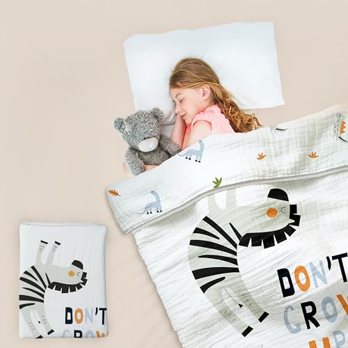 Image of R for Rabbit Softkins Muslin Quilt Blanket for Newborn Baby 3 Layers Muslin Cotton Fabric All-Season Soft Breathable Lightweight & multipurpose Reversible Dohar, 100 x 100 cms, 0+ Months (Zebra White)