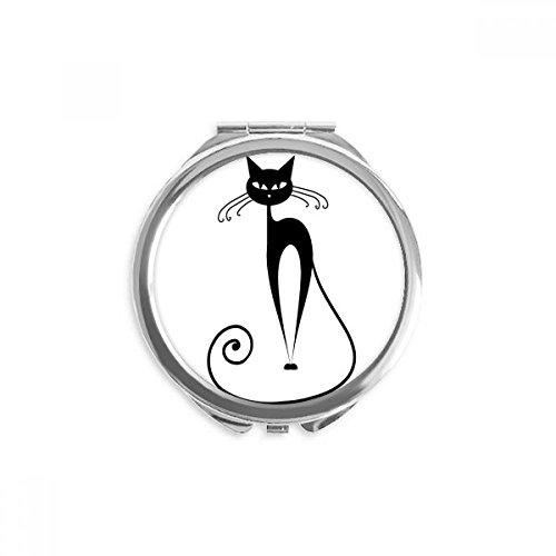 Miroir rond maquillage à main chat noir silhouette portable