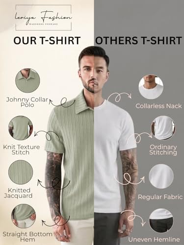 Image of Leriya Fashion Branded Polycotton Tshirt For Man | Men's Summer Textured Polo T-Shirt | Stylish Half Sleeve Collared Tee | Soft Breathable Knit Fabric | Regular Fit Casual Polo for Office, Travel & Everyday Wear