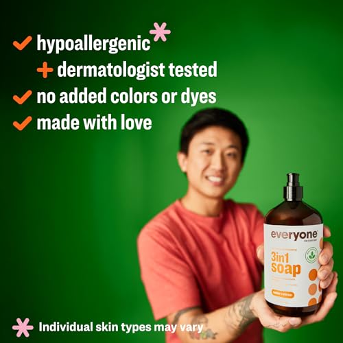 Image of Everyone 3-in-1 Soap, Body Wash, Bubble Bath, Shampoo, 32 Ounce (Pack of 2), Cedar and Citrus, made with Essential Oils for Men and Women | Sulfate-free | essential oil formula | body wash + shampoo + bubble bath | men and women | natural | bulk 2-pack