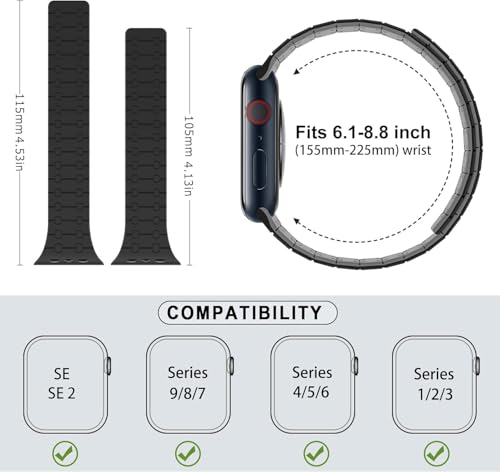 Image of Velour Silicone Watch Strap Compatible with Apple Watch 41mm, 40mm & 38mm, for iWatch Series SE, SE2,10 9, 8, 7, 6, 5, 4, 3 -Sport Loop for Men & Women(Watch Not Included)