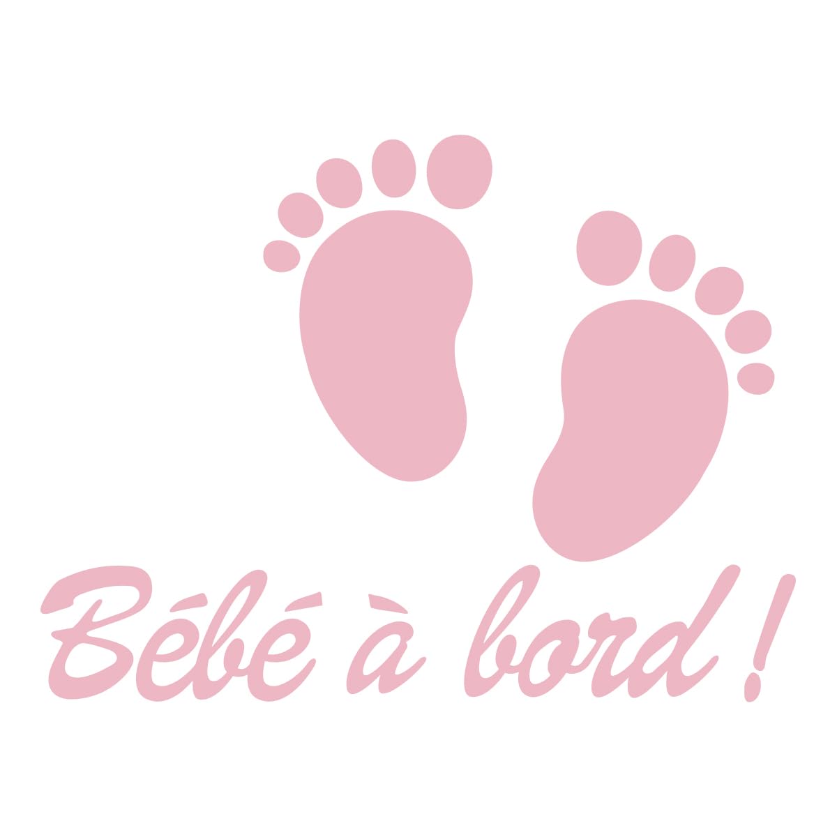 Ambiance Sticker Baby on Board Window Car Sticker with Small Baby Feet Powder Pink – H20 x L15 cm