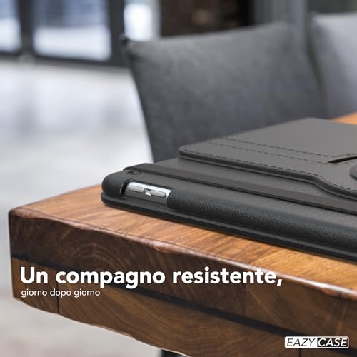 Eazy Case - Custodia Per Ipad 10,2" 2019/2020/2021 Tablet Cover Protettiva Smart Cover Supporto Rotante Astuccio Pieghevole 360° Girevole Con Funzione Stand Similpelle Nero - 2