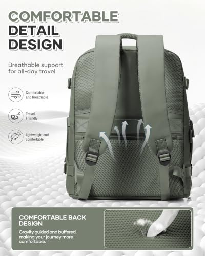 Miniatura 5 de Szsycn Mochila Viaje Cabina Avion Para Ryanair 40 20 25 Maletas De Viaje Cabina Avion Bolsa De Cabina Easyjet Equipaje De Mano Cabina Avion Mochila De Senderismo,Verde Ejército