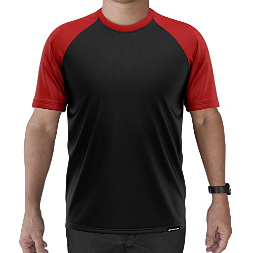 Camiseta Manga Curta Adstore Preto e Vermelho Masculina Térmica UV Segunda Pele Compressão (GG)