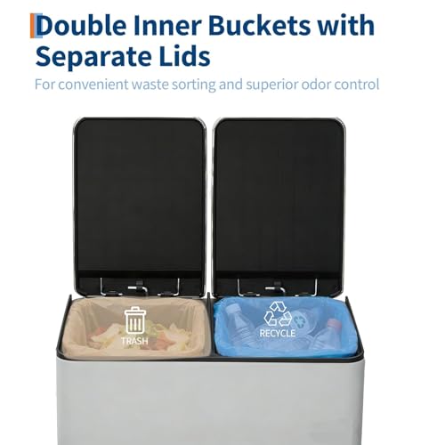 Caneca de basura rectangular de acero inoxidable 40L con pedal miniatura 2