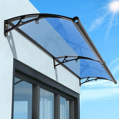 Awning for Door Entrance, Exterior Window Awnings 32x64 Inch Polycarbonate Cover Aluminum Brackets...