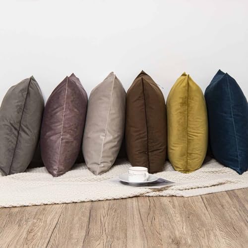 Image of Throw Pillow Covers 18x18 Decorative Velvet Cushion Covers Set of 2,Cloud | Soft Pillow Cases with Invisible Zipper for Modern Couch Sofa Bed Living Room Bedroom Home Decor