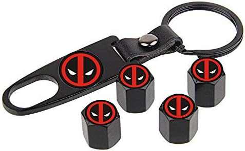 4 Pieces Chrome Plated Brass Tire Valve Stem Caps Dustproof Valve Covers for Auto Cars Tire Valve(for Deadpool)