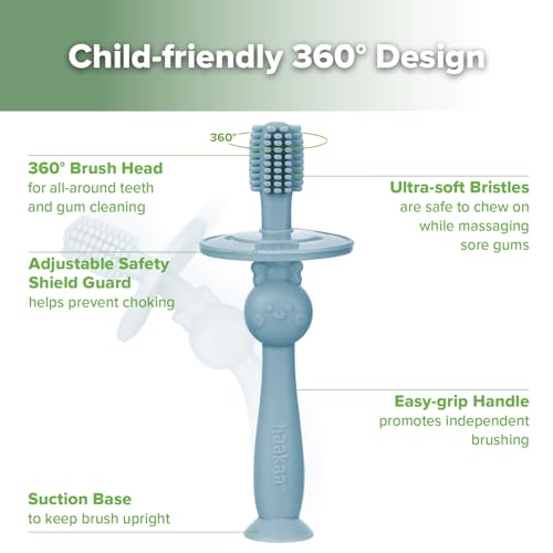 Image of haakaa 360 Baby Toothbrush with Suction Base - Sky Blue