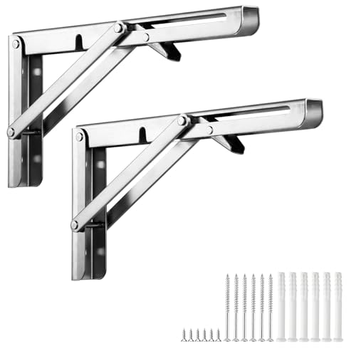 2 Stück Klappbare Schwerlast Wandhalterungen 600 mm aus Edelstahl – Faltbare Wandkonsole für Klapptisch, Werkbank, Regal, Balkon – Platzsparend & Rostfrei – Tragkraft bis zu 100 kg