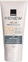 Protetor Solar Facial Avon Renew Fps70 Toque Seco 40g Matte com Protinol