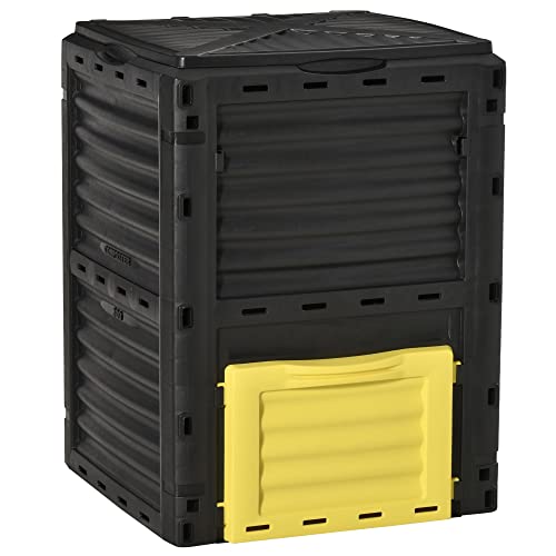 Compost Bin 80 Gallon Outdoor Large Capacity Composter Fast Create Fertile Soil Aerating Box, Easy Assembly, Yellow