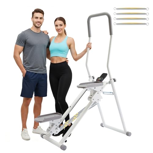 Image of Stair Stepper for Home, Upgraded 3-Level Adjustable Resistance& Incline, Extra-Wide Non-Slip Pedals, LCD Counter with Phone Holder, 300 lbs Capacity Cardio Machine Foldable Design (White)