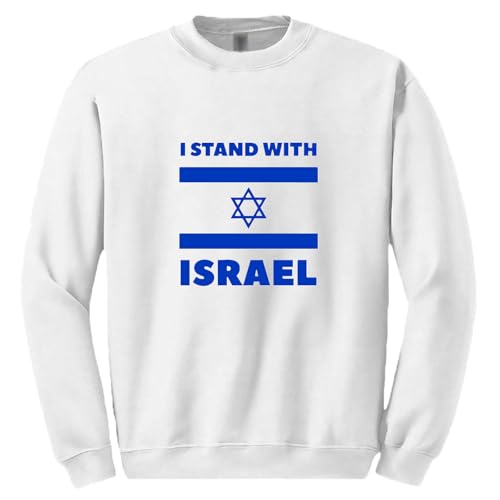 Pull blanc pour homme drapeau Israël style politique et engagé