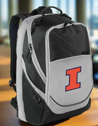 Image of Broad Bay University of Illinois Illini Backpack | Official Fighting Illini Logo, Padded Laptop Computer Section, Premium 600 Denier Nylon Fabric