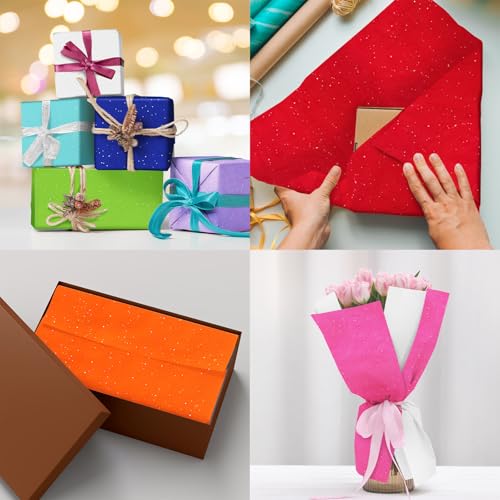 Image of 120 Sheets Colored Tissue Paper, 14x20 Inch Glitter Art Tissue Paper for Gift Bags, Multicolor Gift Wrap Supplies Bulk for Weddings Birthday Party Crafts Decoration, 10 Colors (Multicolor)