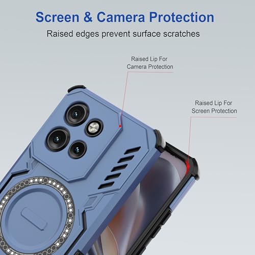 Image of Zapcase Back Case Cover for Motorola Edge 50 Neo 5G | Magnetic Case with Built-in Metal Ring | Supports MagSafe Charger, Wallet & Car Mount | Shockproof Hybrid PC + TPU | Blue