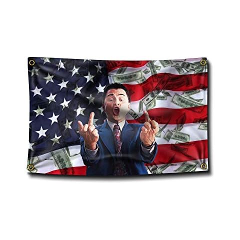 Banger - Wolf of Wall Street Middle Finger Flag Banner College Dorm Frat Cover