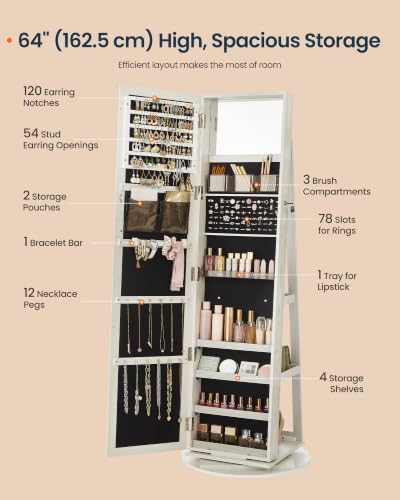 Image of SONGMICS HOME Standing Jewelry Cabinet, Full Length Mirror with Storage