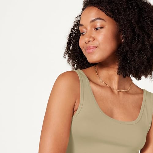 Image of Amazon Essentials Women's Slim-Fit Ribbed Scoop Neck Tank Tops, Pack of 2