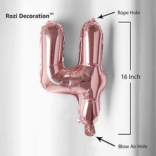 Image of Rozi Decoration 16? Inch Rose Gold Color 4 Number Foil Balloons With Helium Supported For 4Th Birthday Decoration Items|Happy 4Th Anniversary Decoration Items|4 Number Balloon Decoration,Pack Of 1