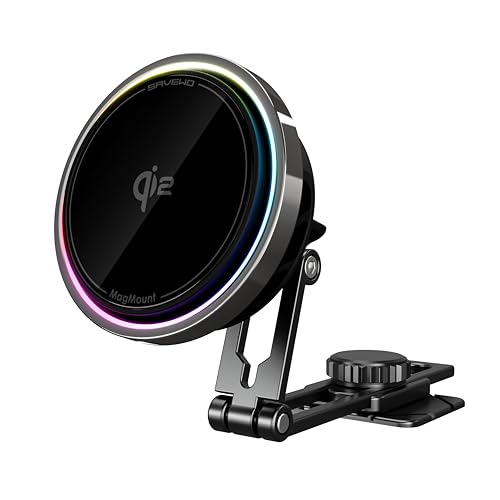 SAVEWO 【Qi2認証】SAVEWO MagMount PRO ワイヤレス充電スタンド 15W急速充電対応 MagSafe互換 高速冷却ファン搭載 RGBライト iPhone/Android対応 マグネット式 車載/卓上両用 MM-W15Q2 (MM-W15Q2)