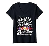 Photo Gallery donna world s best grandma cute flower festa della mamma nonna maglietta con collo a v Photo Gallery donna world s best grandma cute flower festa della mamma nonna maglietta con collo a v