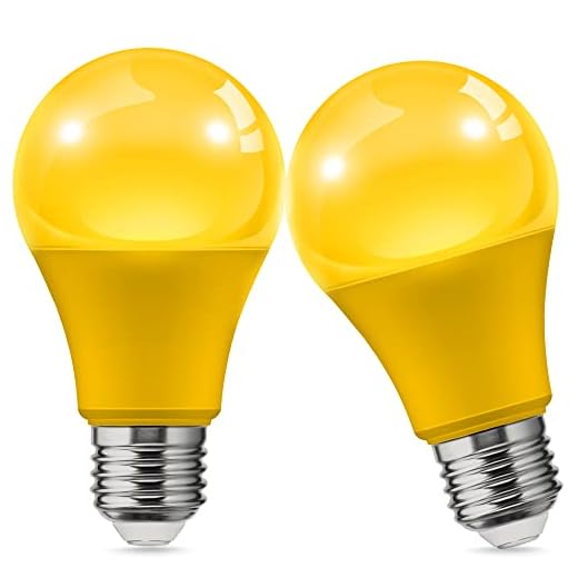 L LOHAS LED Yellow Bug Light Bulbs Outdoor, A19 9W Bug Lights for Outside, 60W Equivalent, 2000K Amber Porch Light Bulb, Non-Attracting, E26 Base, Not-Dimmable, Ideal for Patio, Deck, Backyard, 2 Pack