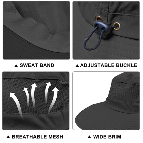 Image of ZOORON Sun Hats for Men Women Fishing Hat with Neck Flap,UPF 50+ Sun Hat Waterproof Wide Brim Bucket Hats for Safari Hiking