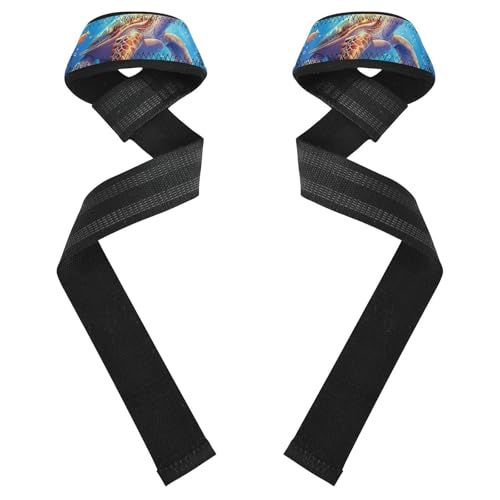 Nander Deep Sea Turtle Wrist Straps for Weightlifting,Lifting Straps with Neoprene Cushioned Wrist Padded and Anti-Skid Silicone for Strength Training,Bodybuilding,Deadlifting