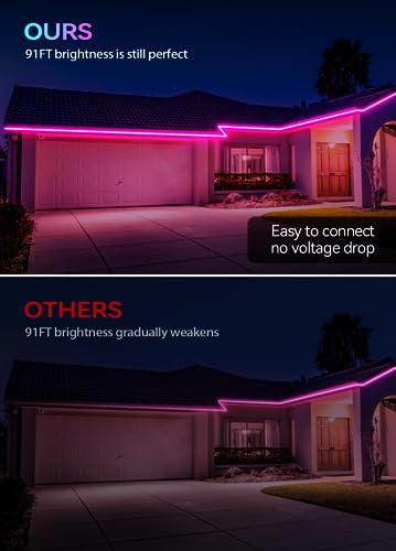 Image of RGB+IC LED Strip Lights Outdoor, 100FT Waterproof IP67 Smart LED Light Strip with App Control and RF Remote, Music Sync, Outside Rope Lights for Patio, Eaves, Party Decor