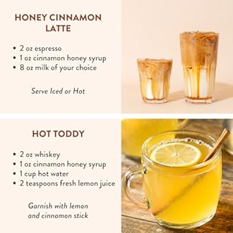 Cinnamon Honey Simple Syrup for Coffee, Cocktails, Tea, Matcha - Clean Simple Syrup with Real Cinnamon & Honey - 13.5 oz