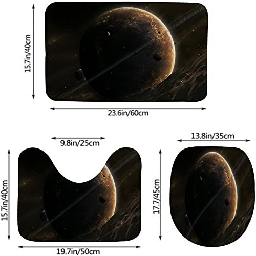 Badezimmerteppich-Set, 3-teilig, Naturwelt, Landschaft, Braune Erde, Berglandschaft, waschbare Badteppiche, rutschfest, mit Rückenpolster, Konturteppich und Toilettendeckelbezug – Bild 4