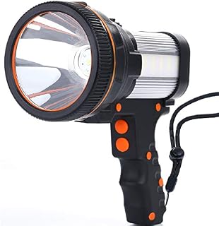 ALFLASH High Power Rechargeable LED Torch Lantern 7000 Lumens 6600 mAh Super Bright Waterproof IPX4 Outdoor Handheld Spotlight Flashlight Portable LED Searchlight(Silver)